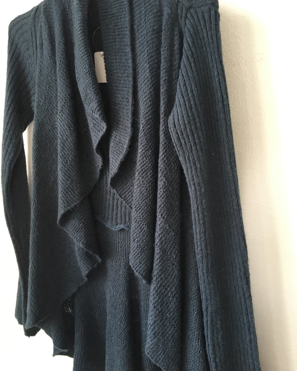 Ruffle drape point blue knit open cardig 상품이미지4