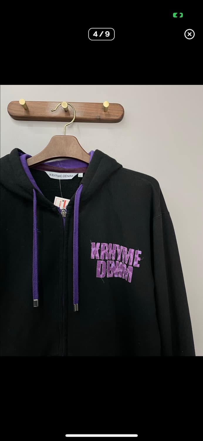 빈티지 퍼플로고 블랙 후드집업 A3313 상품이미지3