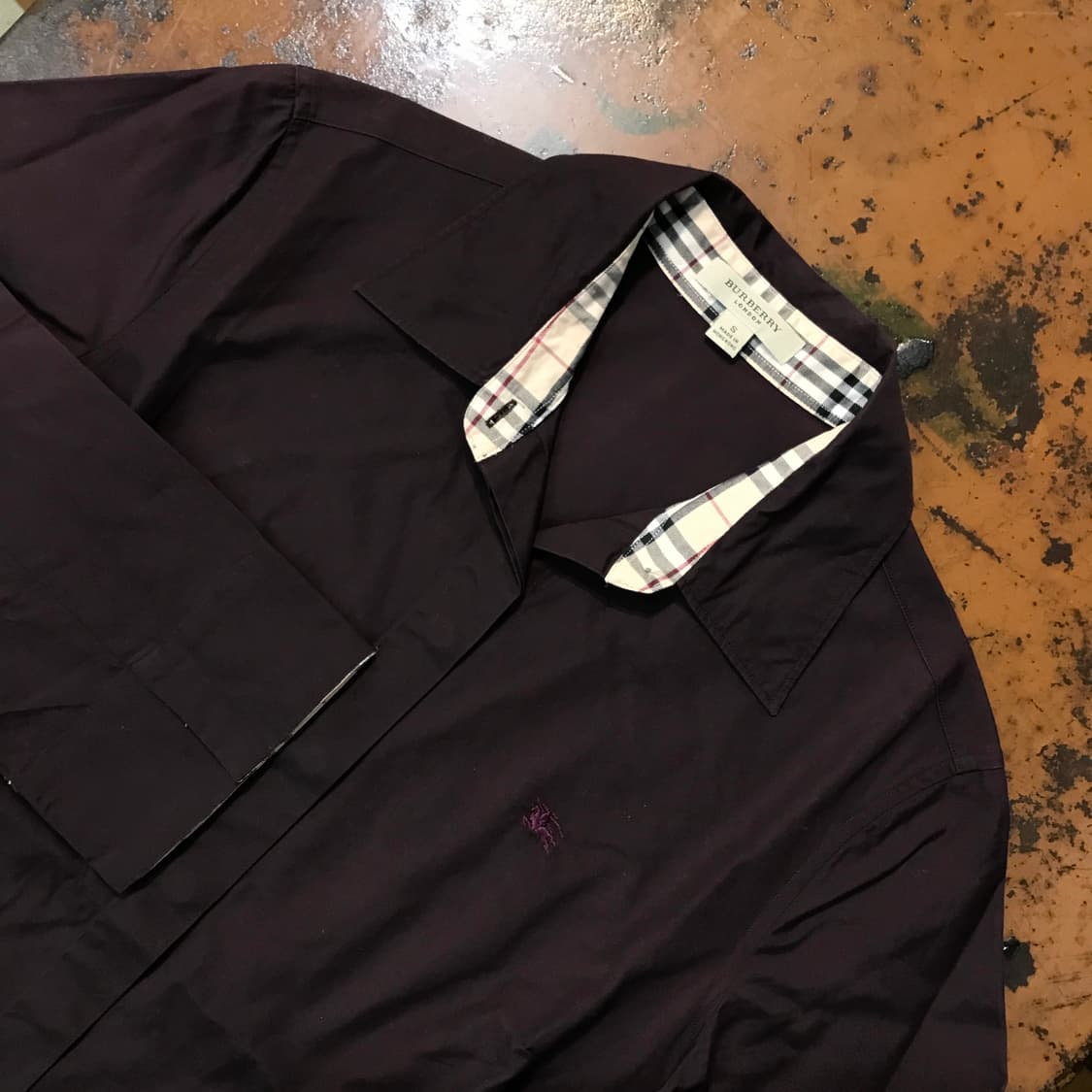 버버리 브라운 버건디 7부코튼 셔츠 여성 55 사이즈  상품이미지3
