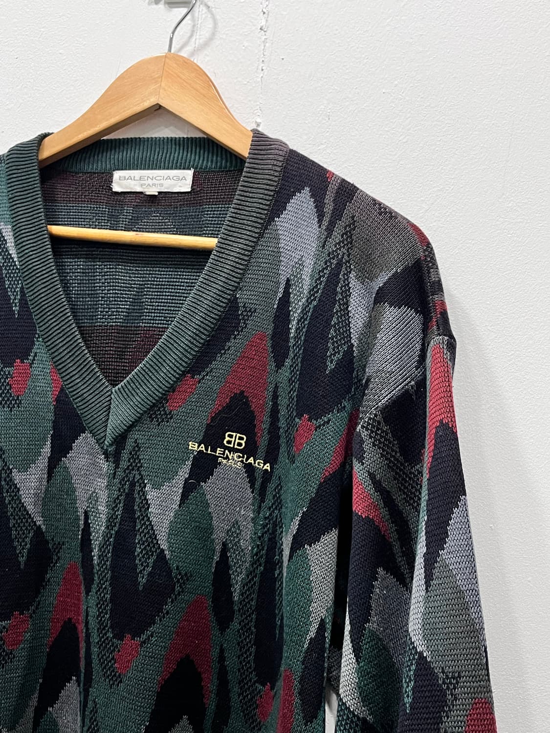 Vintage 발렌시아가 90s 패턴 브이넥 니트 95-100 상품이미지4