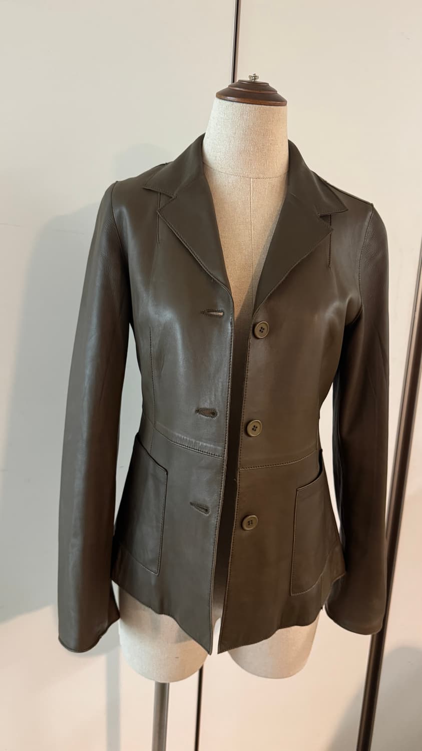 이태리 여성 가죽 자켓   올리브 그린  상품이미지1