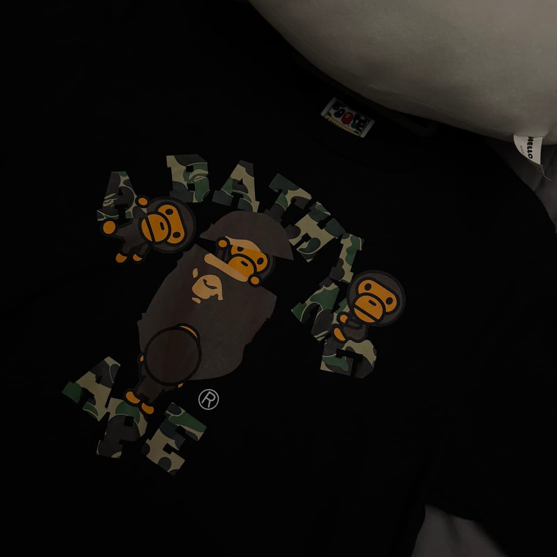 베이프 ABC 카모 컬리지 마일로 티셔츠 블랙 그린 상품이미지4