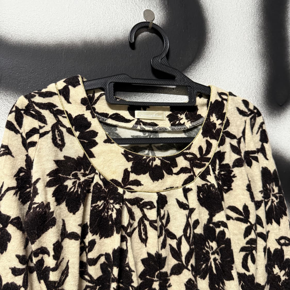 VTG 빈티지 오리엔탈 패턴 셔링 니트 블라우스 상품이미지3