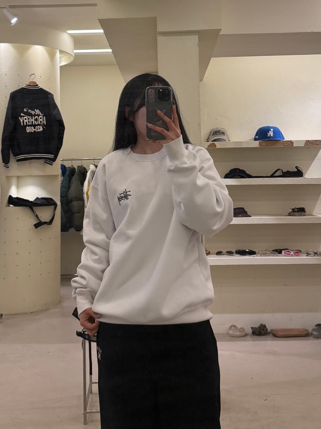 스투시 베이직 화이트 빅로고 맨투맨 U788 상품이미지1