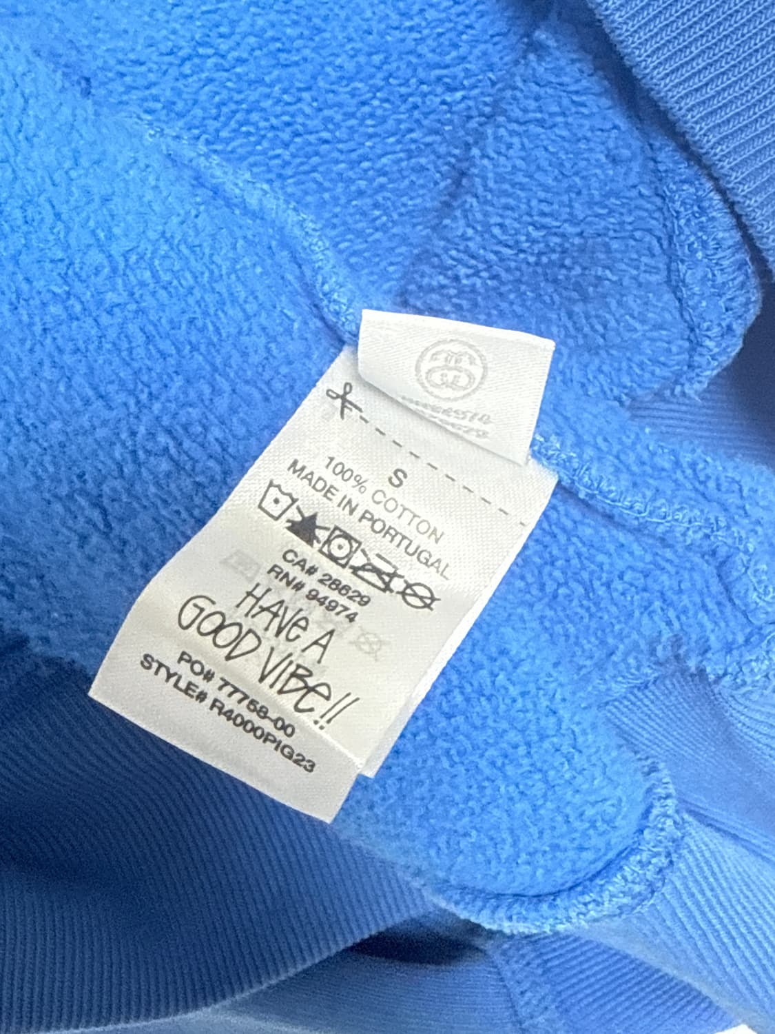 스투시 이스트 피그먼트 다이드 후드 블루 s 상품이미지3