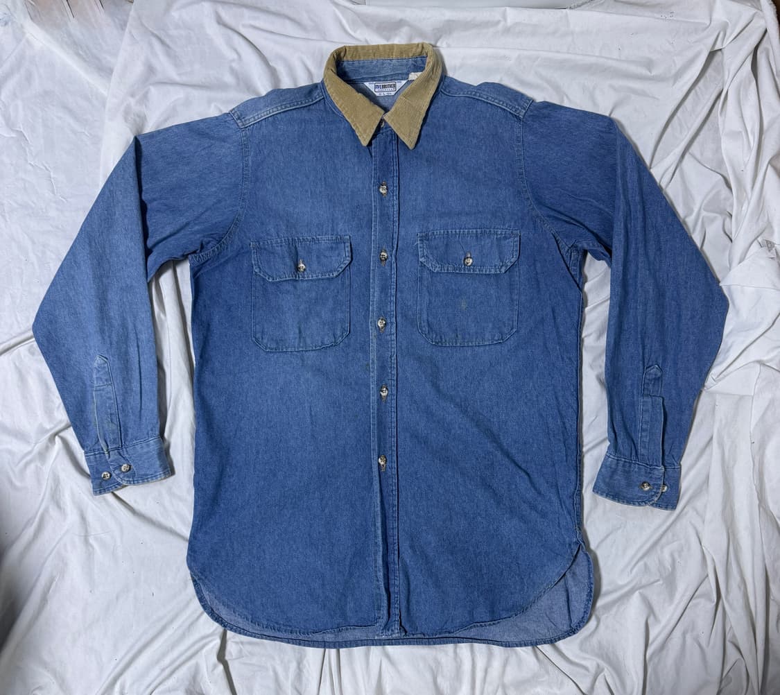 80s usa 파이브 브라더 코듀로이 칼라 데님 셔츠 상품이미지1