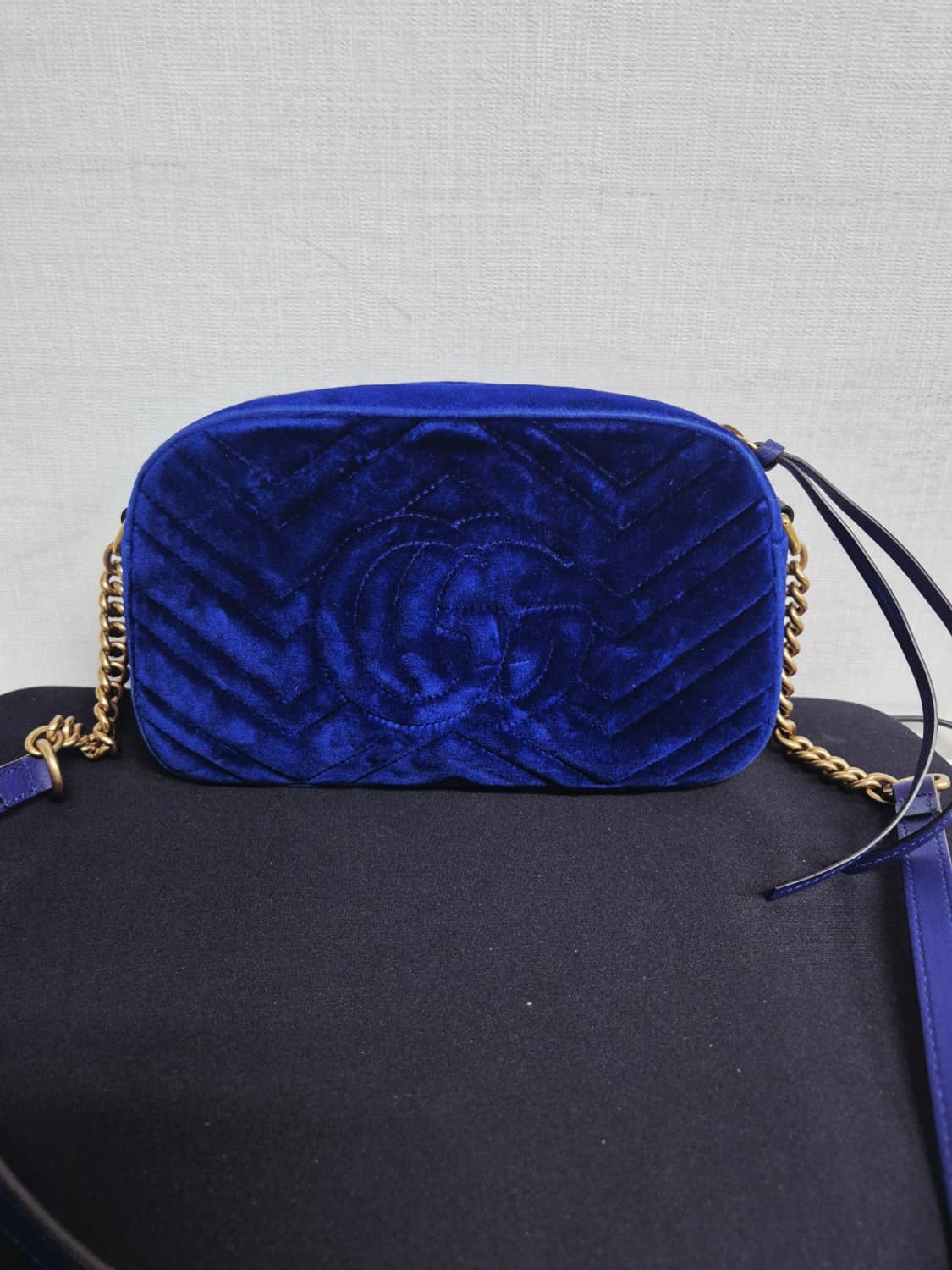 구찌 마몽 벨벳 카메라백 블루 상품이미지4