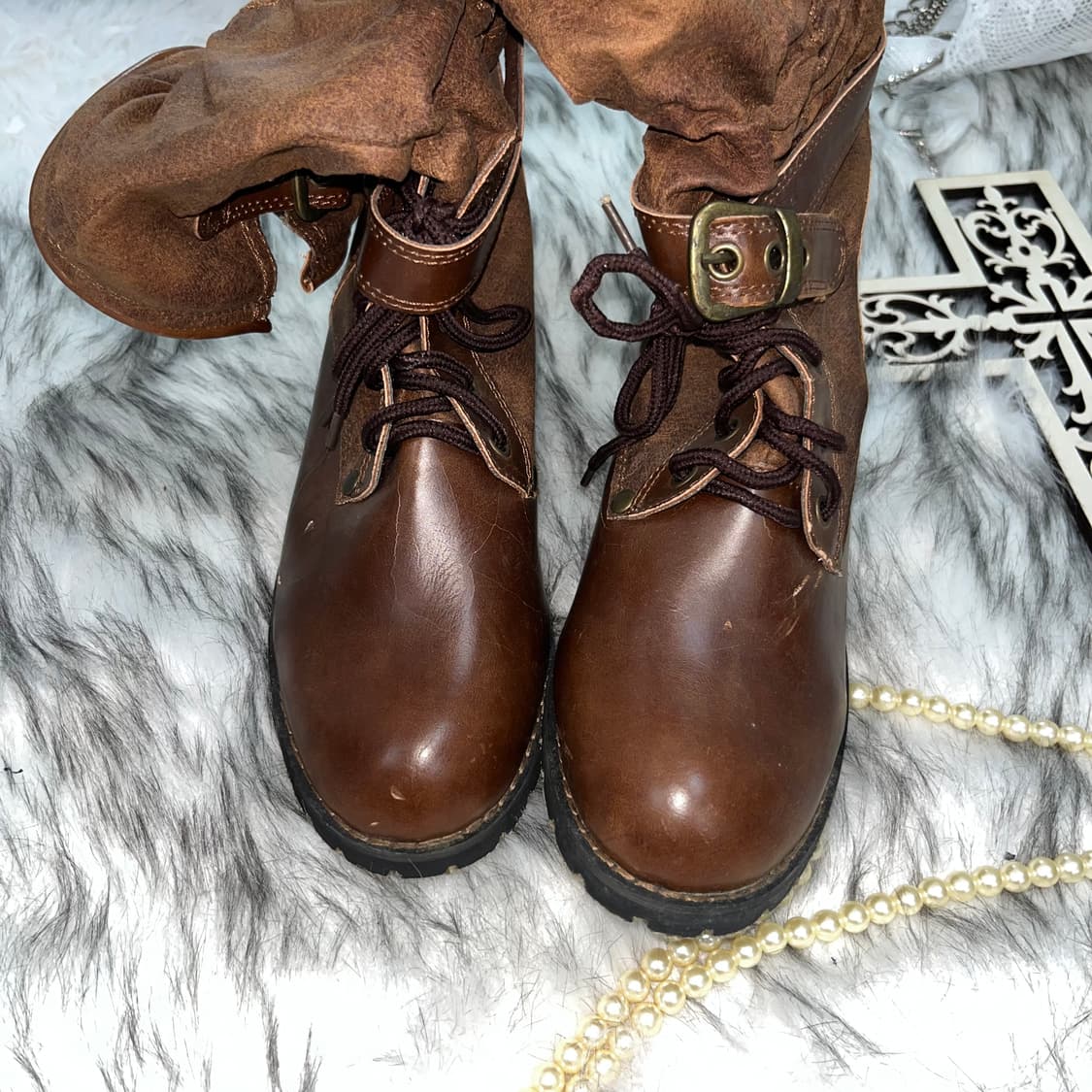 빈티지 브라운 레이스업 부츠 상품이미지5