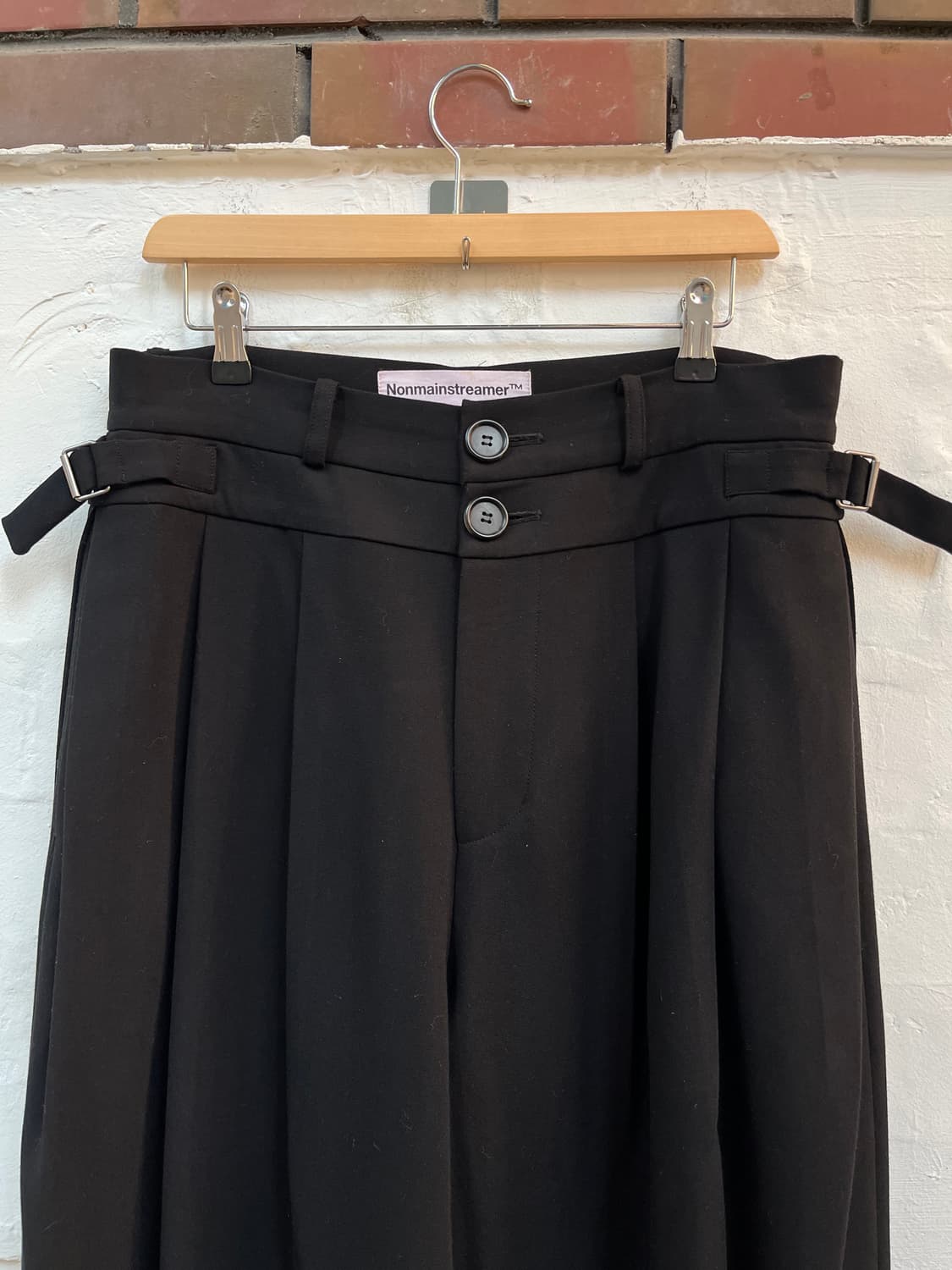 Nonmainstreamer 블랙 배기 핀턱 슬랙스 W32 상품이미지2