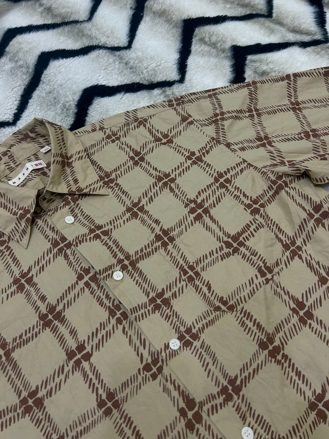 [L]유니클로x마르니 오버핏 프린트 셔츠/베이지 상품이미지1