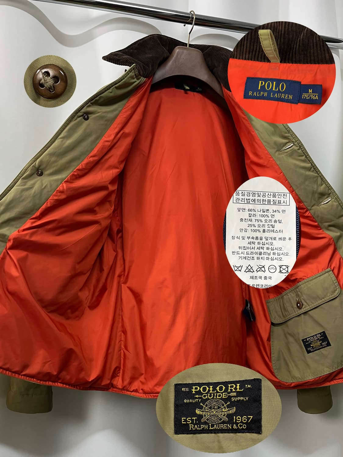 폴로 랄프로렌 썬페이딩 레더 코듀로이 헌팅 다운자켓 상품이미지3