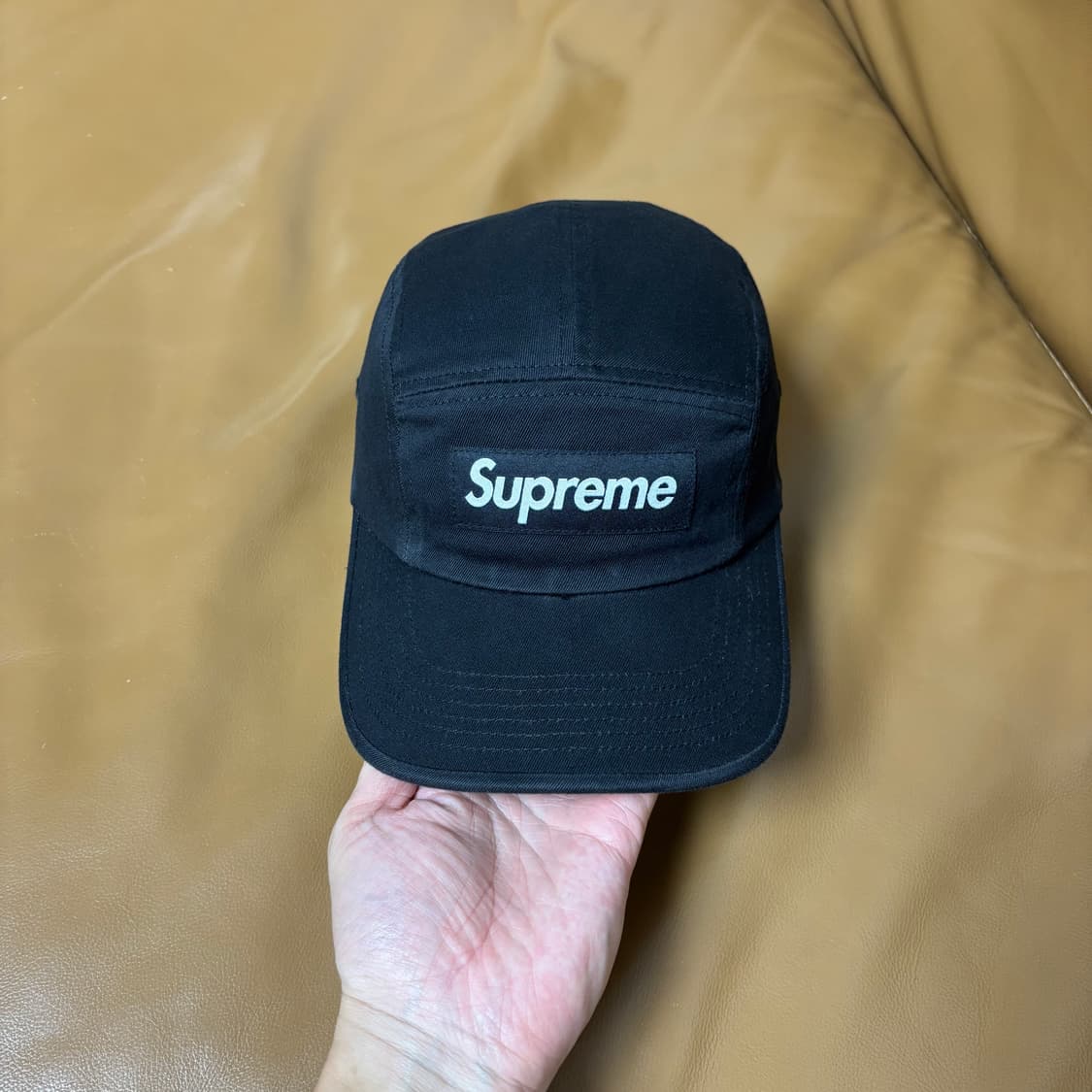 Supreme 슈프림 블랙 캠프캡 모자 (Washed Black) 상품이미지2