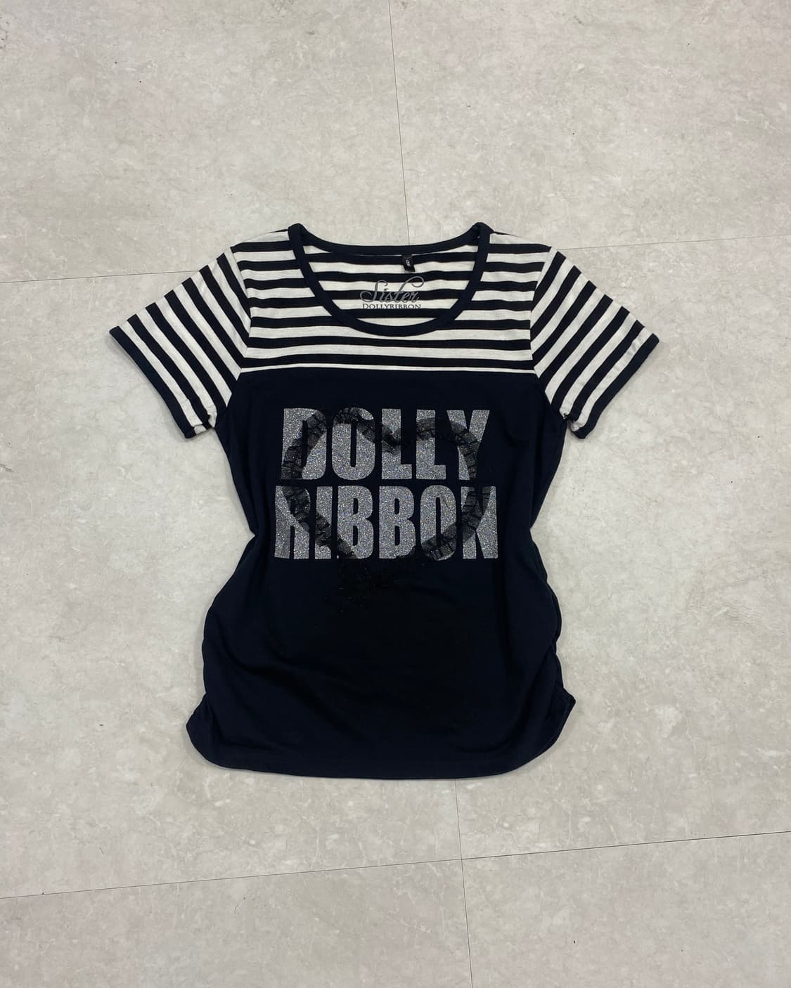 DOLLY RIBBON Stripe Glitter T-shirt 상품이미지3