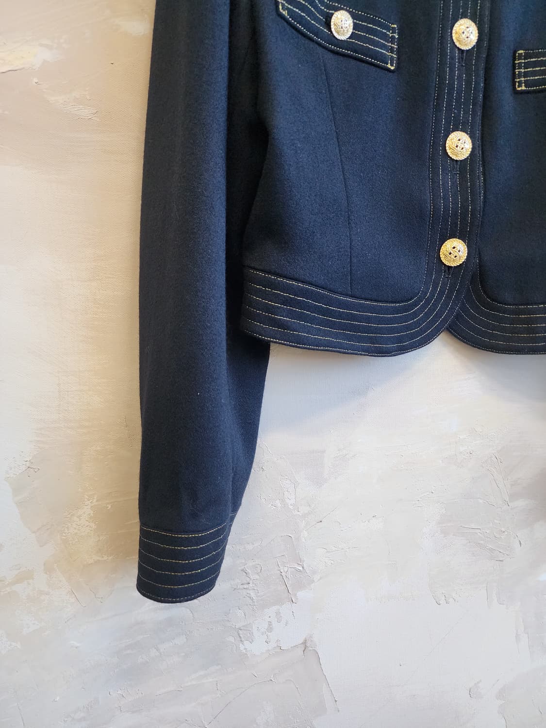 일본빈티지 울 블랙 자켓  상품이미지3