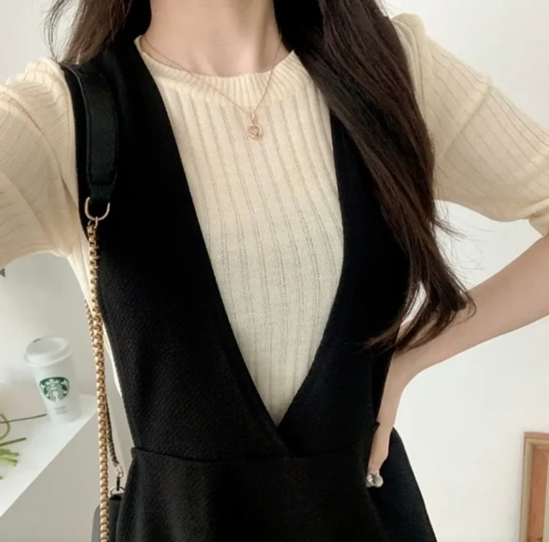 블랙 뷔스티에 플래어 원피스 상품이미지1