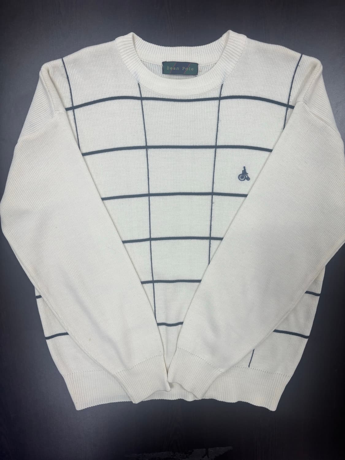 빈폴 체크 화이트 니트 상품이미지1