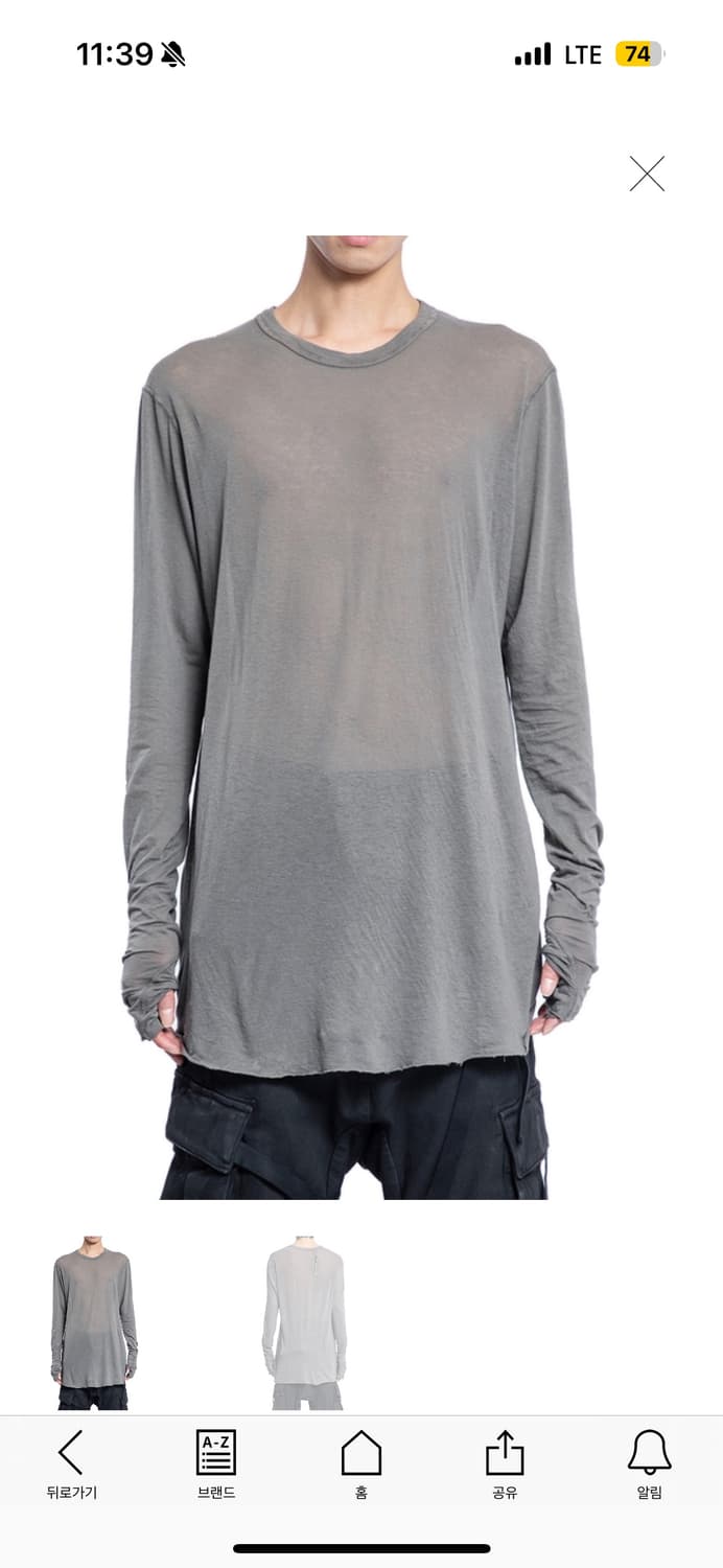 [S] boris bidjan saberi 11 크루넥 코튼 롱슬리브 탑 상품이미지1