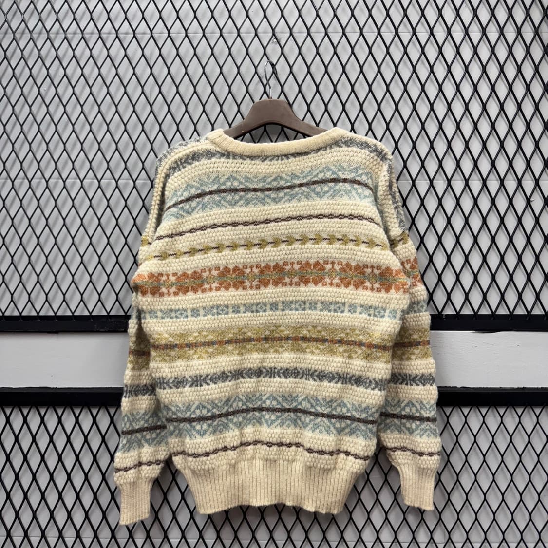 USA VTG 노르딕 패턴 울 니트 스웨터 루즈핏 아이보리 상품이미지2