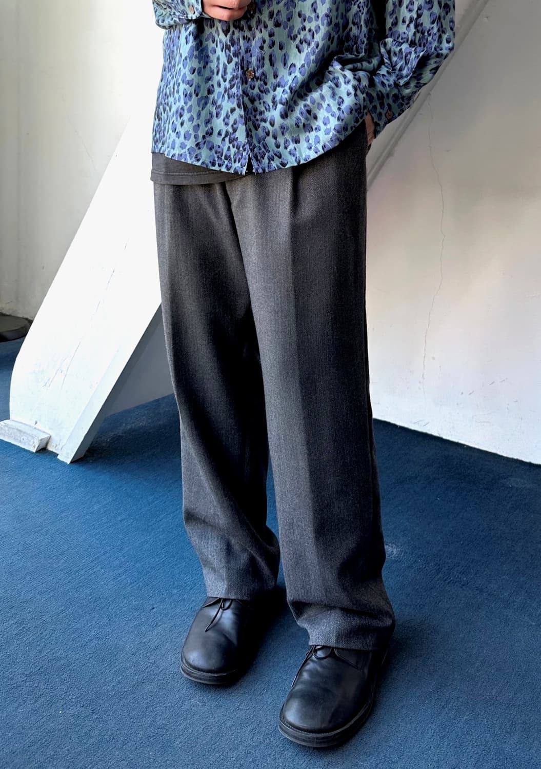 Tweed design 2 tuck wide straight slacks 상품이미지10