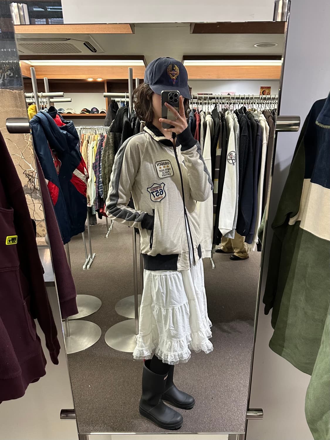 M)Japanese vintage 여성 패치 자수 플리스 집업 상품이미지1