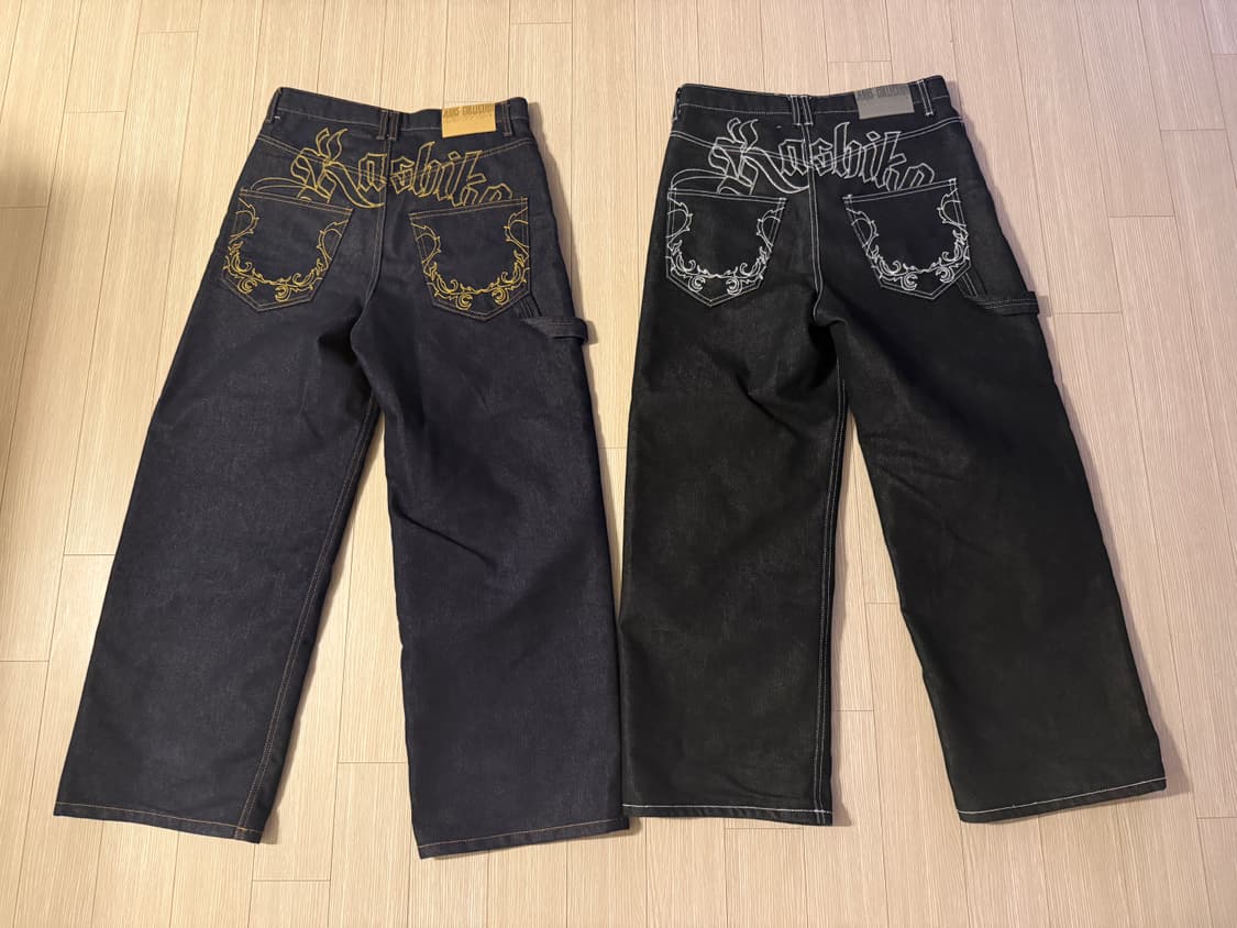 카시코 데님 자수 팬츠바지 2개 일괄 상품이미지1