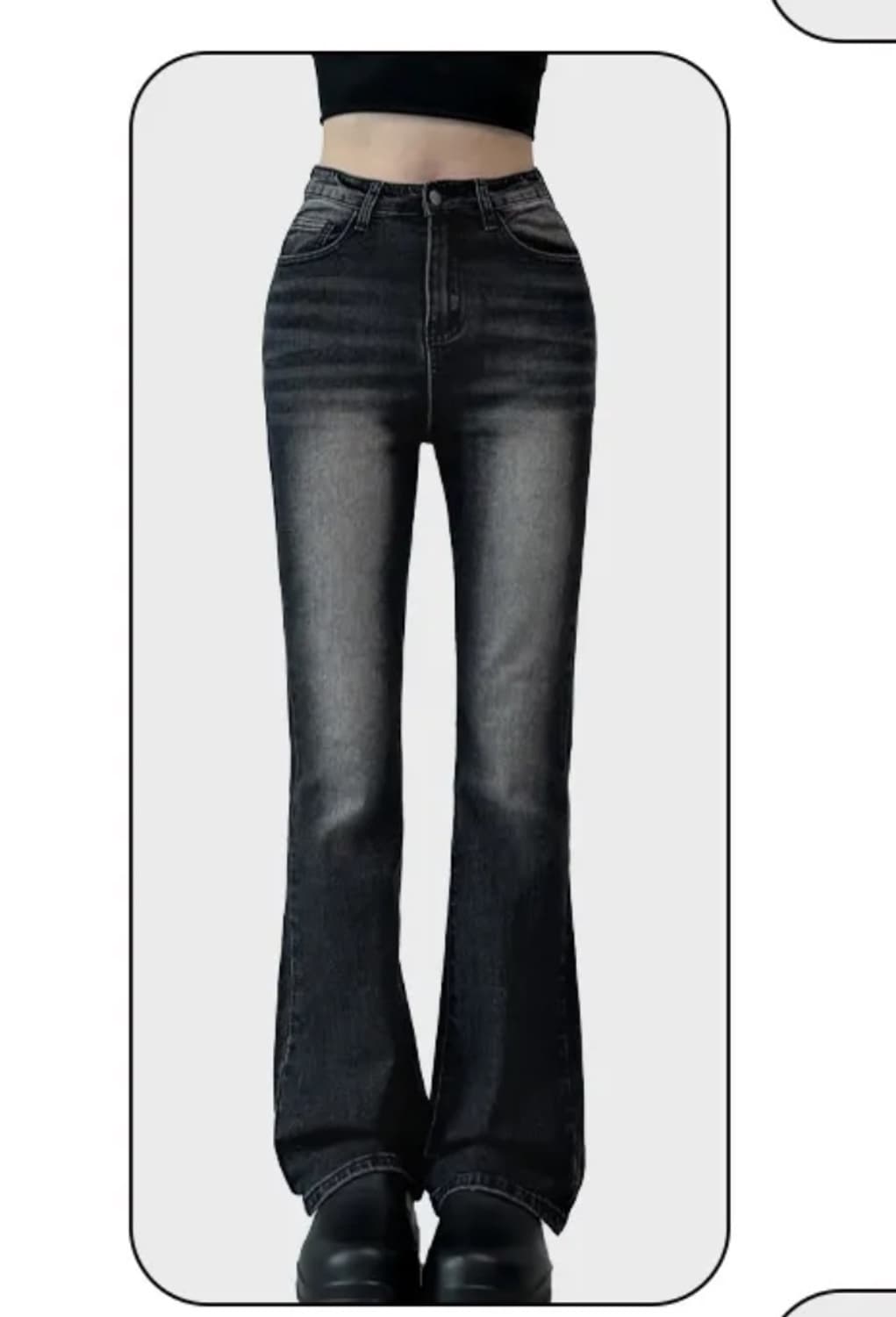 워싱 블랙 데님 부츠컷 청바지 상품이미지1