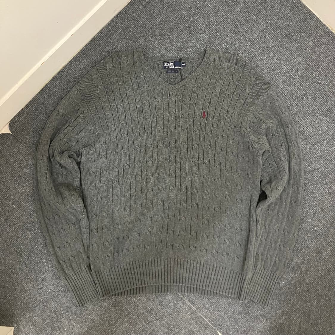 N130 폴로 니트 케이블 꽈배기 그레이 상품이미지2