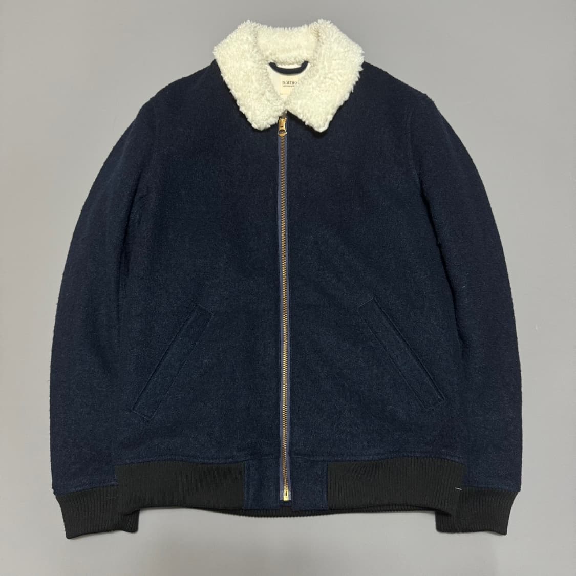 B:ming 다크네이비 울 폴리에스터 혼방 쉐르파 칼라넥 블루종 자켓 상품이미지7