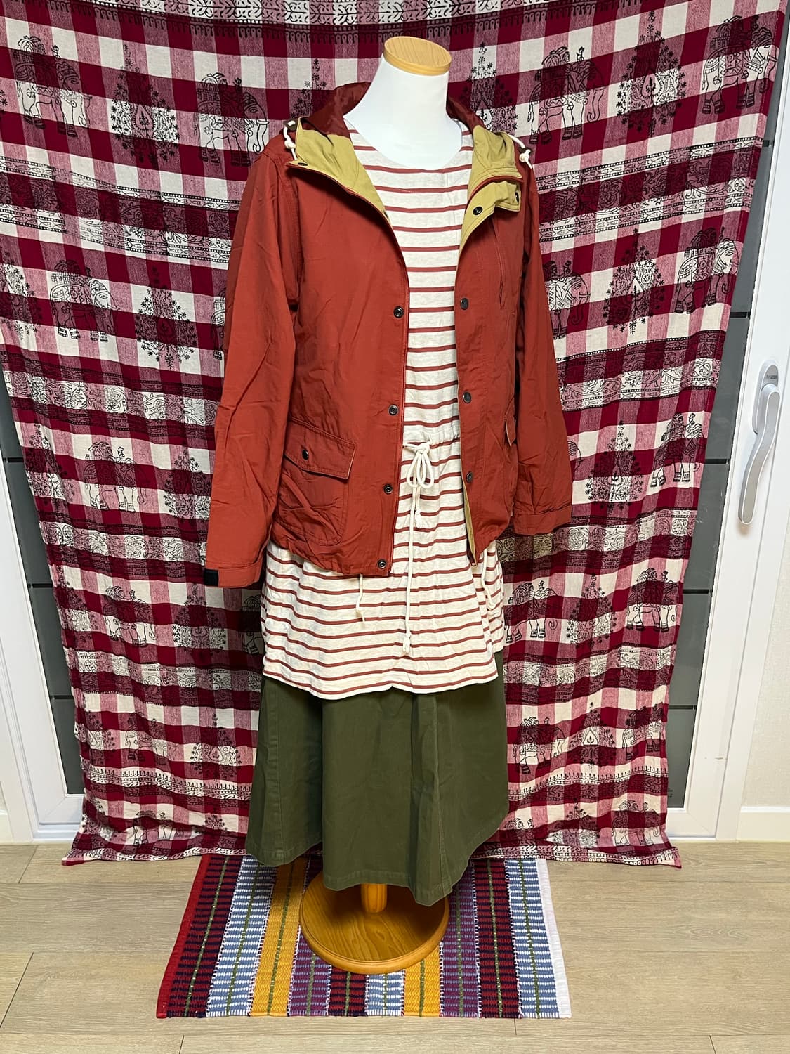 카키 A라인 롱스커트 상품이미지1