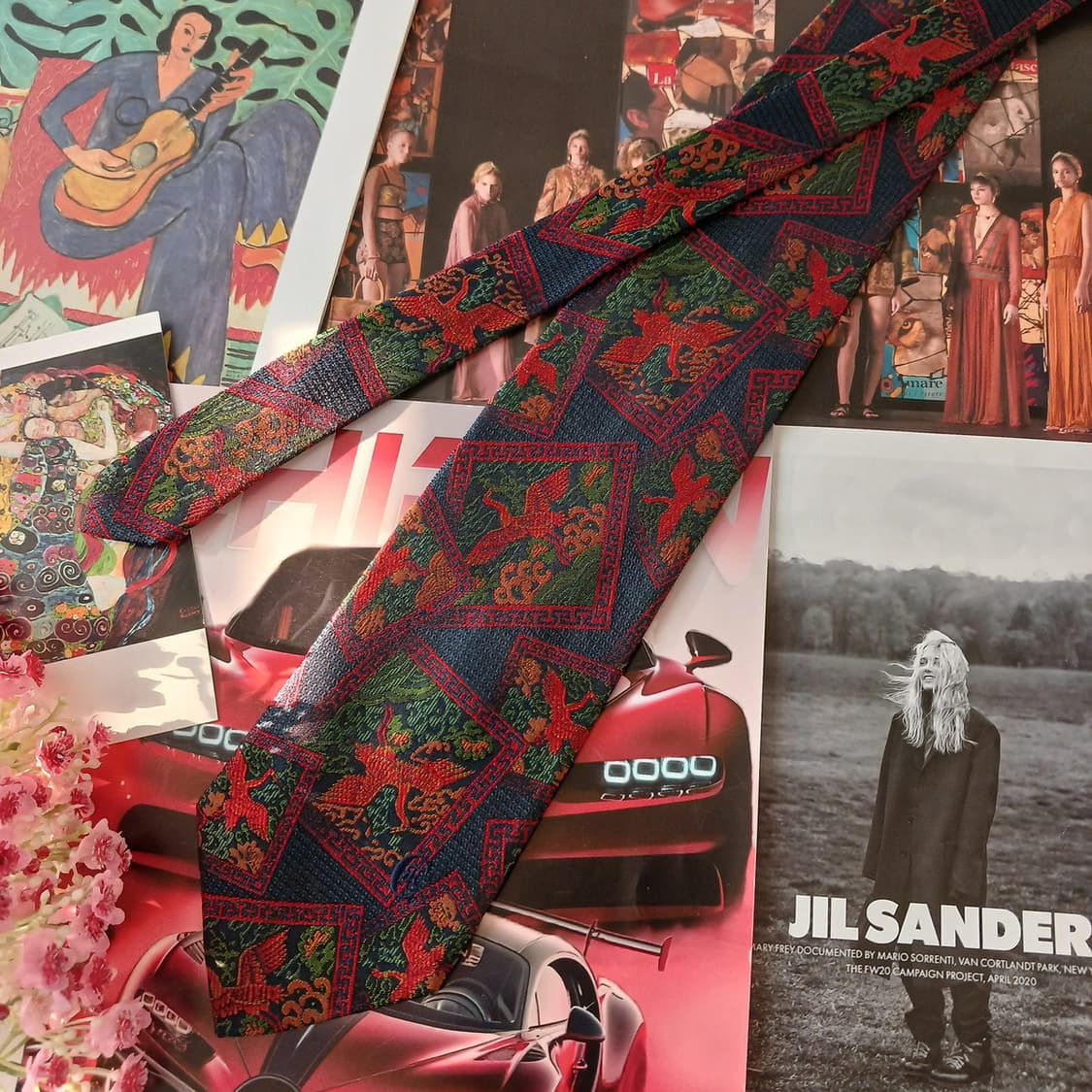 세루티 실크 봉황 자카드 아트 넥타이 9.4cm A+등급 A19142
 상품이미지3