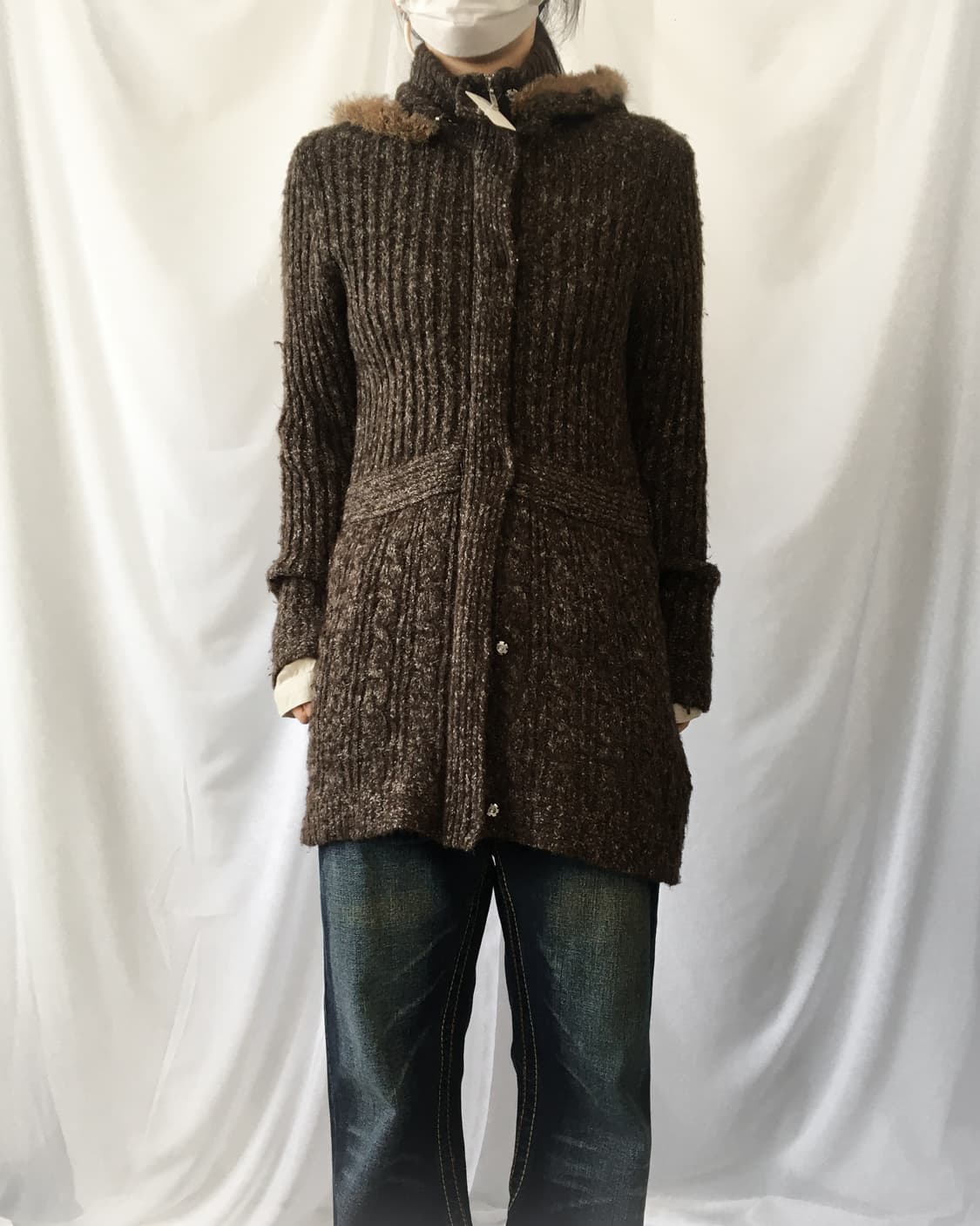 Fur collar point high neck knit zip pup 상품이미지6