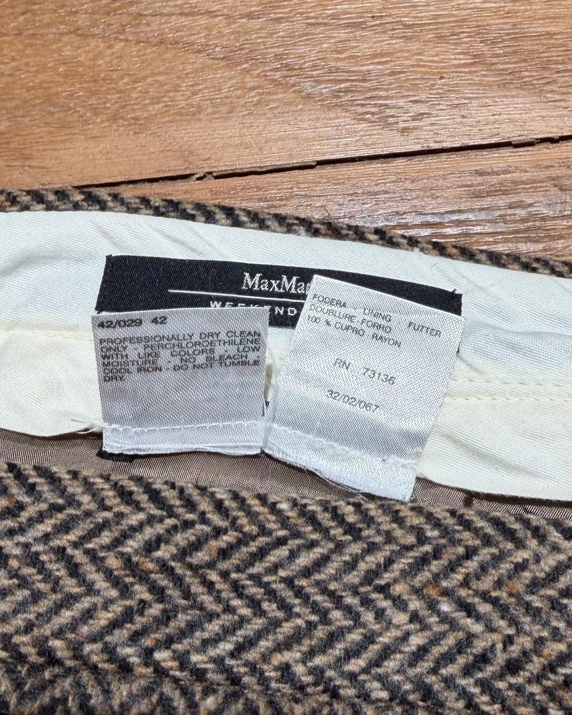 막스마라 위캔드 브라운 헤링본 버진울 미디스커트 상품이미지8