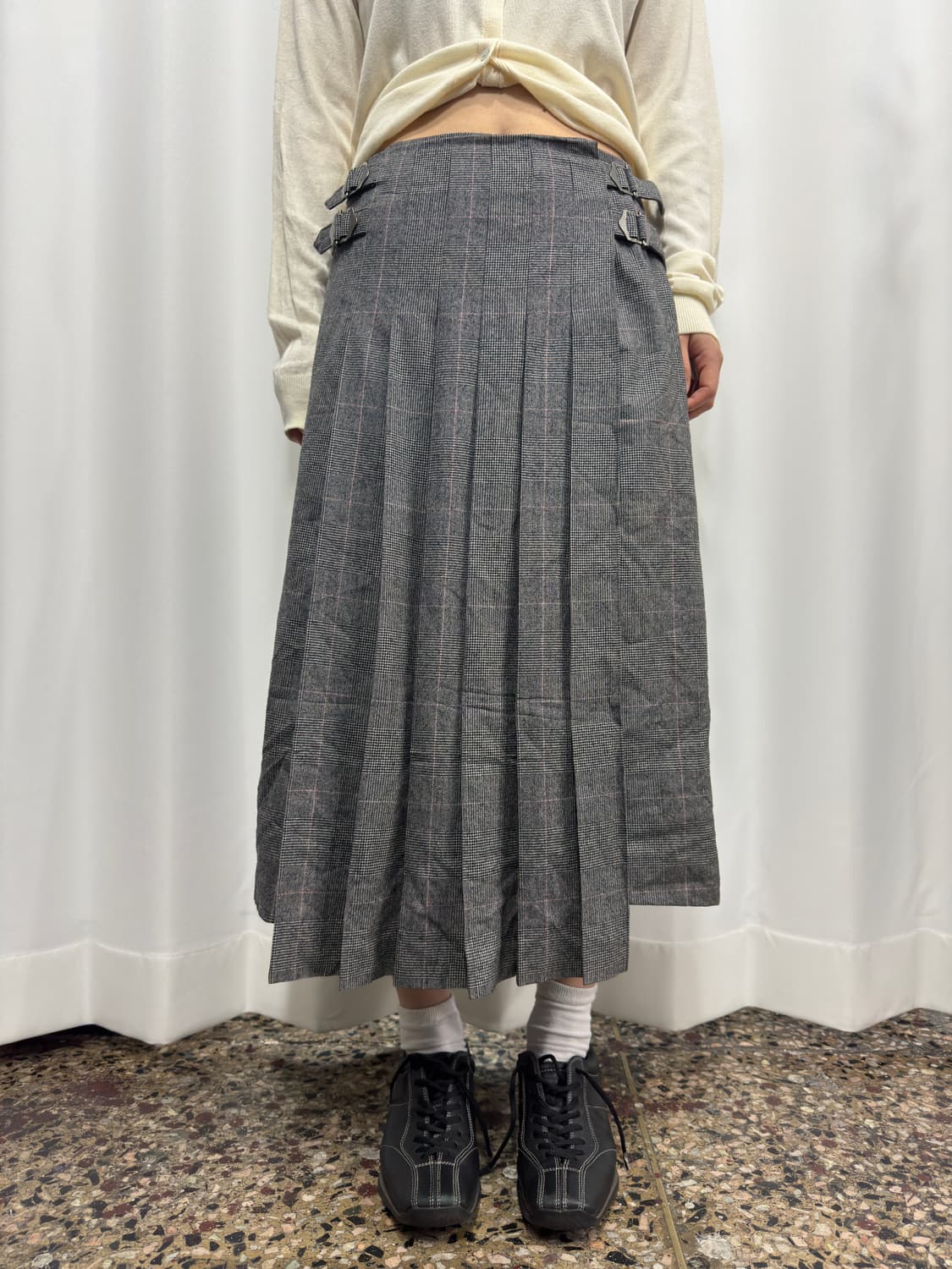 check buckle pleats skirt 상품이미지2