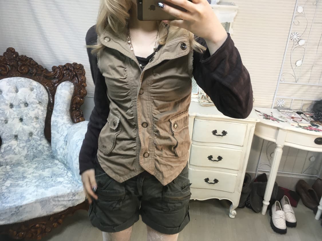 빈티지 아카이브 y2k 셔링 베스트 상품이미지2