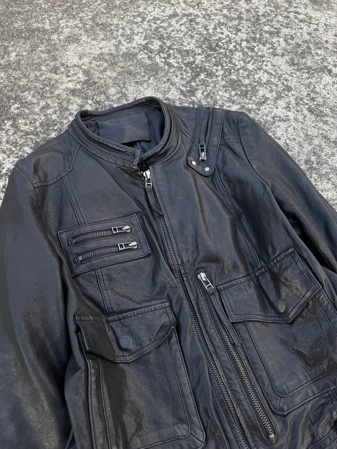 Multi-Pocket Leather Jacket 상품이미지2