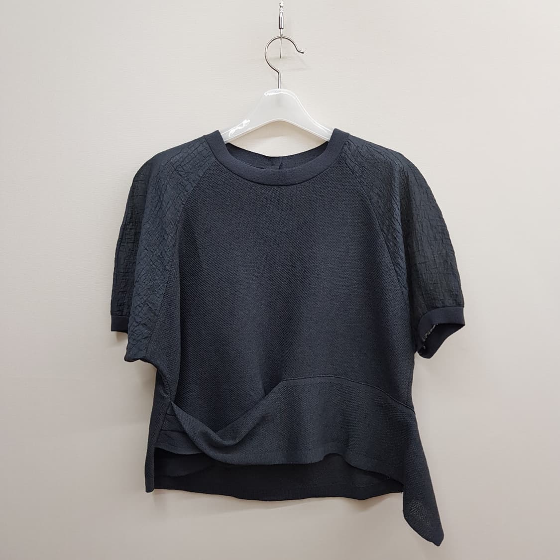 한섬 SJSJ 2022 배색 레이어드 반팔 니트 F사이즈 상품이미지1