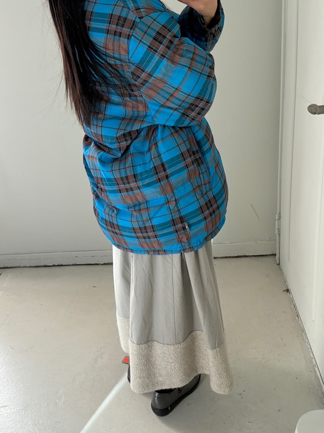 일본빈티지 리버시블 체크 패딩 상품이미지4