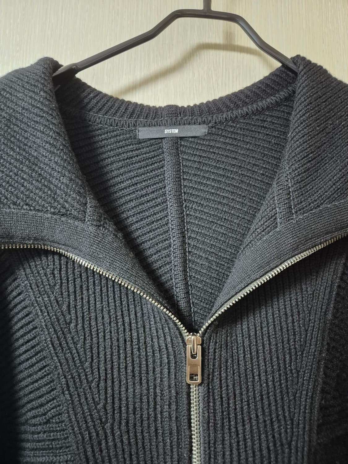 시스템 옴므 한섬 블랙 니트 집업 가디건 100 니트점퍼 상품이미지4