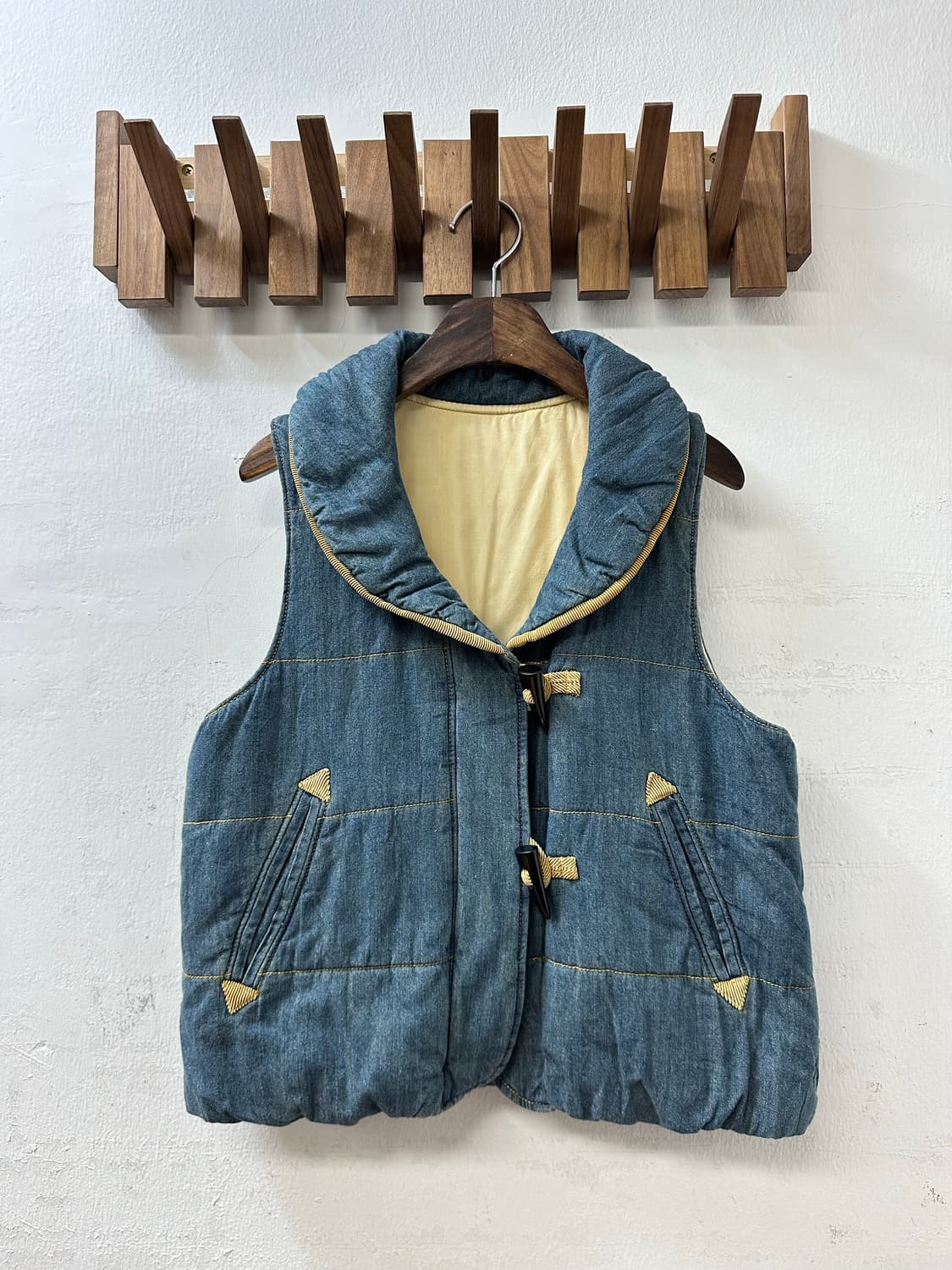 일본빈티지 토글 버튼 데님 베스트  상품이미지1