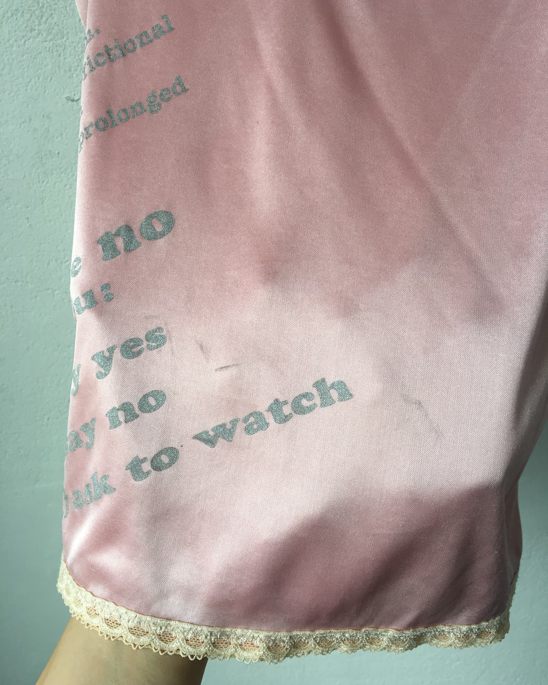 Lettering printing lace trimming sleevel 상품이미지6