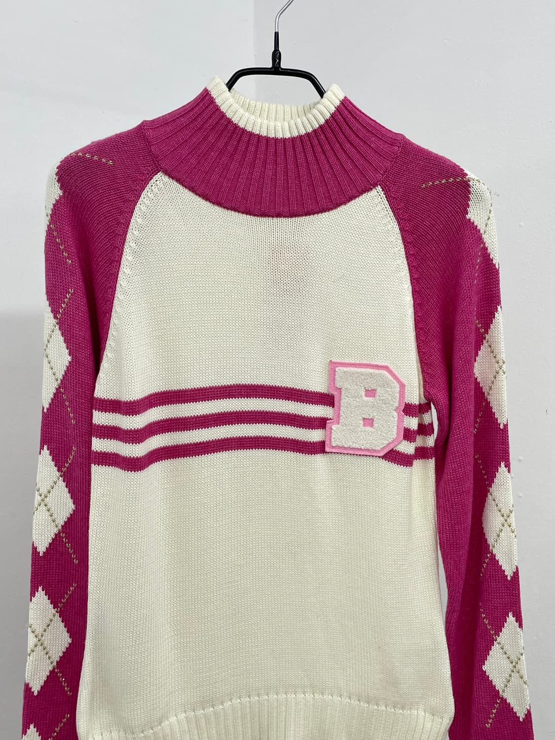 키치 핑크 아가일 니트 상품이미지5