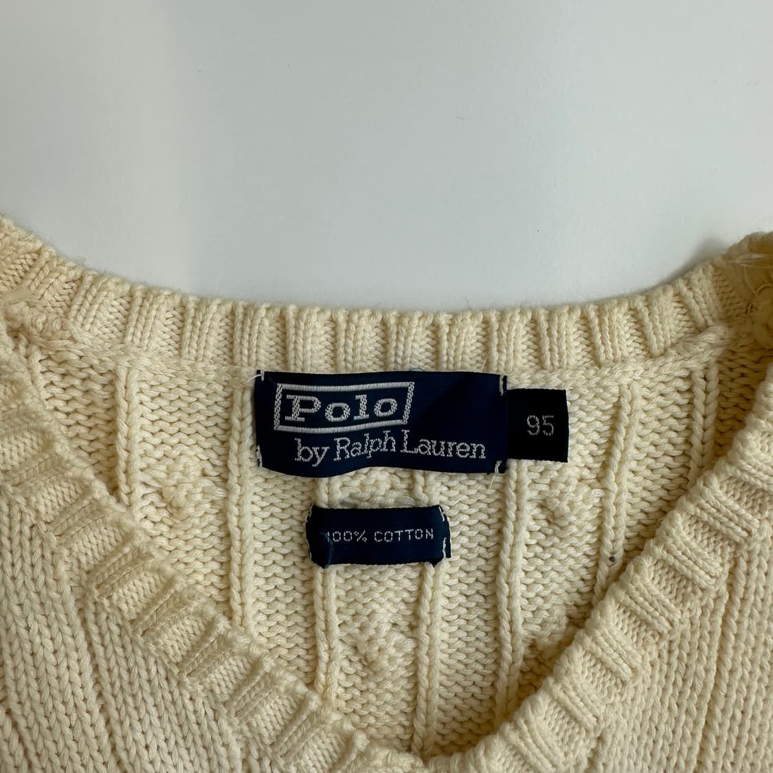 폴로 크림화이트 코튼 케이블 베스트 상품이미지4