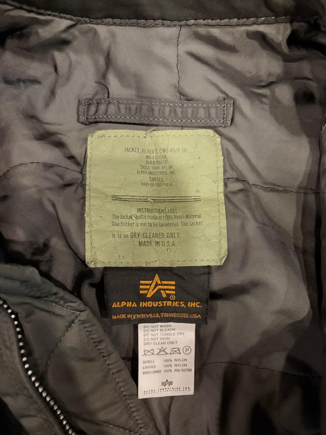 Alpha Industries CWU-45/P Flight Jacket 상품이미지3