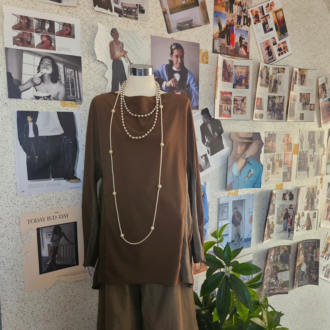 랑방 컬렉션(Lanvin) 카키 양가죽 견 레이어드 블라우스
 상품이미지1