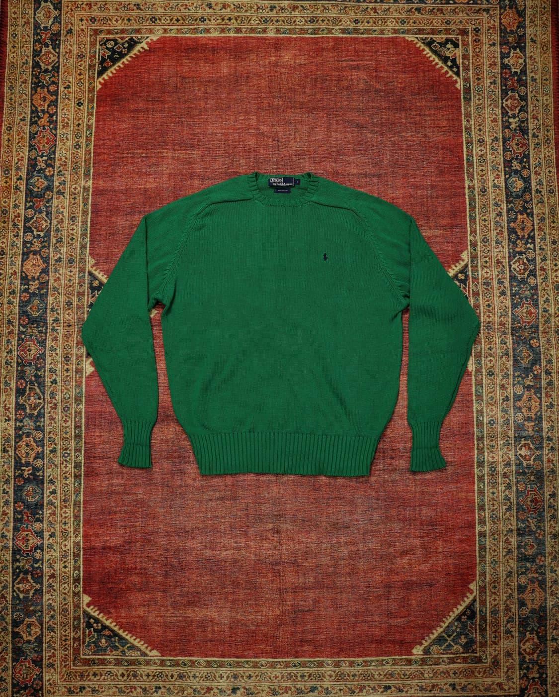 90s 빈티지 폴로 코튼 니트 그린 판매 상품이미지1