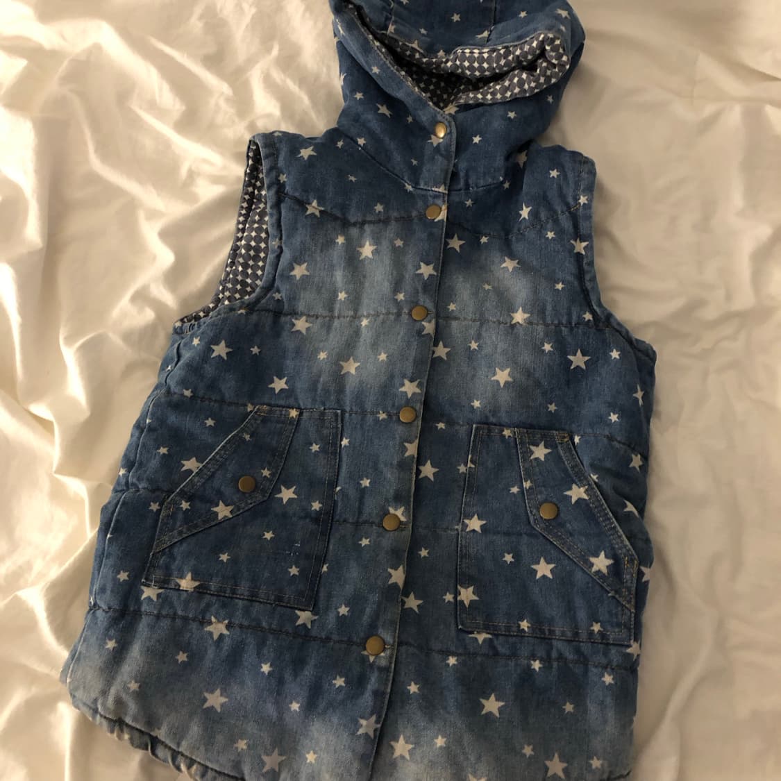 별패턴 데님 경량 조끼  상품이미지2