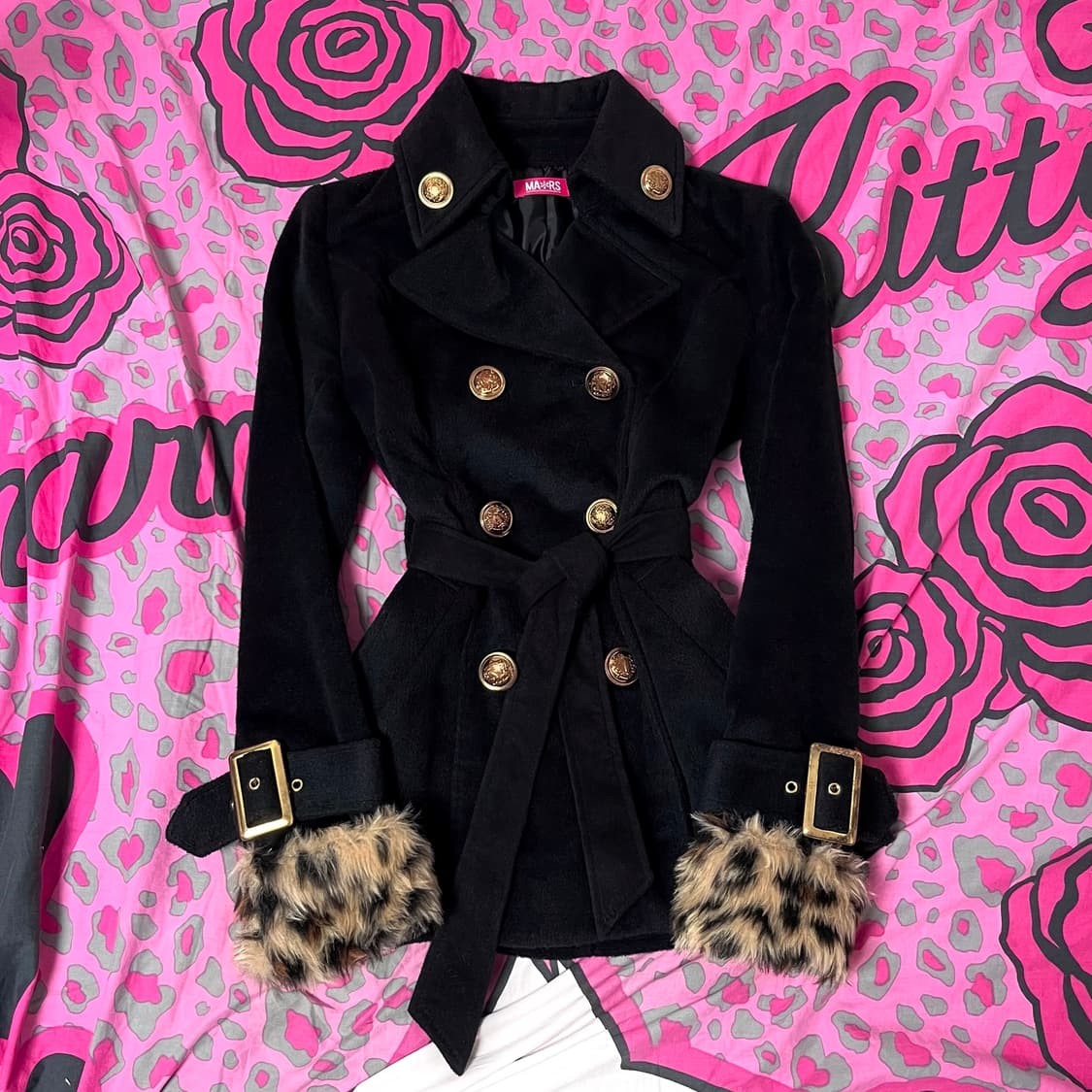 MA*RS마즈 금장 레오파드 퍼 벨티드 코트 히메오네갸루 핀터 일본빈티지 상품이미지1