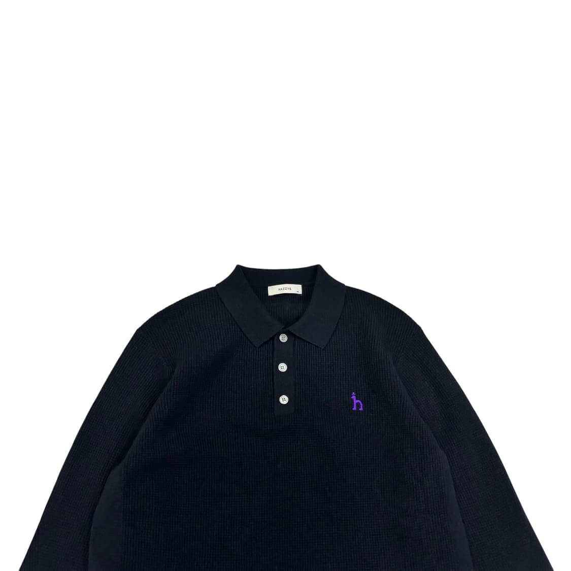 해지스 네이비 남성 솔리드 울 칼라 긴팔니트 상품이미지2