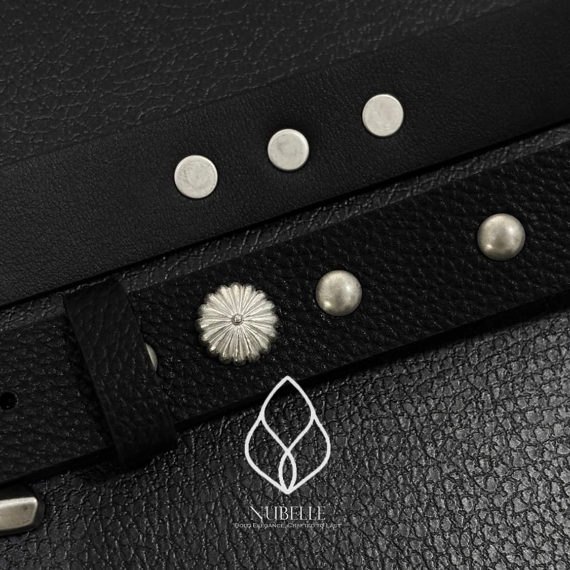 🌗 Flower stud belt / 에스닉 플라워 스터드 가죽 벨트 상품이미지4