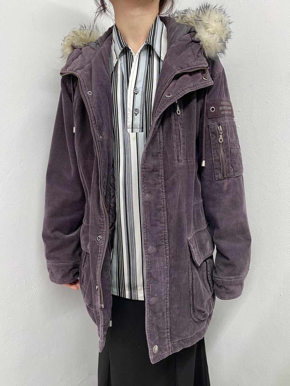 퍼플 코듀로이 퍼 야상 자켓 상품이미지1
